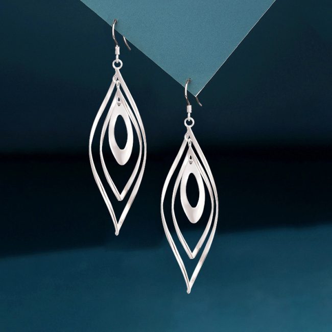 Twist Water Drop Sterling Silver Dangle Earrings