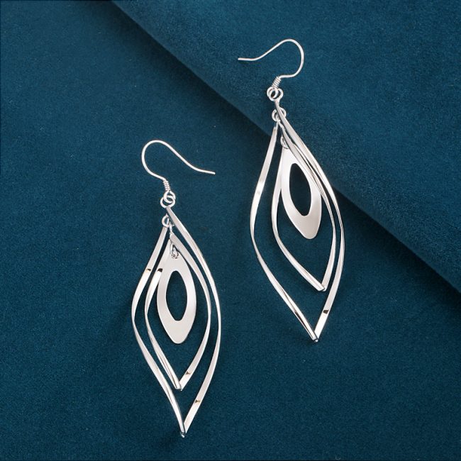 Sterling Silver Twist Water Drop Earrings