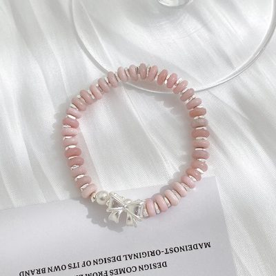 sterling silver and pink opal bracelet