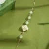 Pulsera de jade trébol de cuatro hojas de plata de ley para mujer