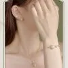 Pulsera de jade trébol de cuatro hojas de plata de ley para mujer