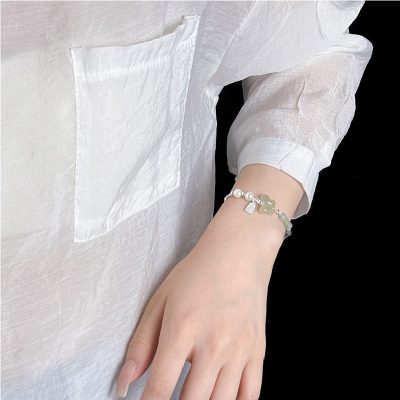 Sterling Silver Gemstone Bracelet With Jade