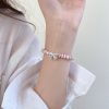 Pulsera de plata de ley y ópalo rosa en miniatura