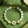 Sterling silver and Hetian jade beaded bracelet
