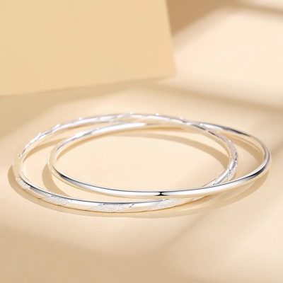 High polish 925 sterling silver mobius twist bangle