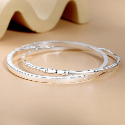 Handmade 925 sterling silver clover double bangle