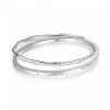 Four Leaf Clover and Bamboo Sterling Silver Double Bangle Bracelet for Women