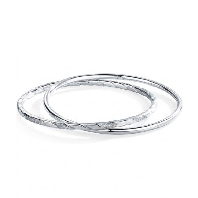 Mobius Silver Double Bangle Bracelet For Women wear view