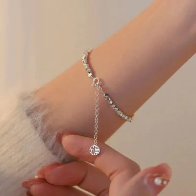Square Bead Bracelets in sterling silver