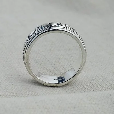 925 Sterling Silver Ring for men - Rotatable Lucky Design