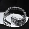 Pulsera tejida de plata de ley 925 para hombre con cierre