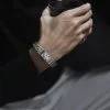 Pulsera tejida de plata de ley 925 para hombre