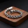 bracciale uomo argento 925 catena intrecciata spessa