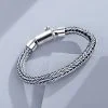 Pulsera trenzada de plata de ley 925 para hombre - Keel