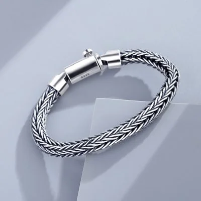 925 Sterling Silver Braided Bracelet for men - Keel