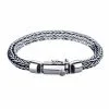 Pulsera con diseño trenzado de quilla de inspiración vikinga, elaborada en plata tailandesa 925 oxidada para un look robusto.