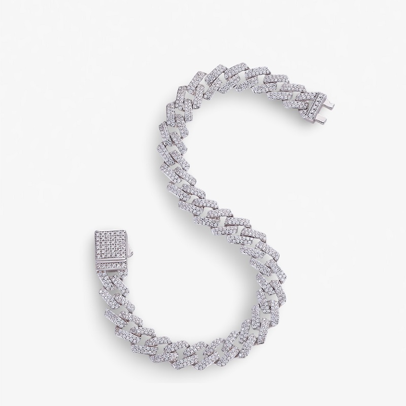 Pavé Diamond Link Chain Bracelet In Sterling Silver cukari