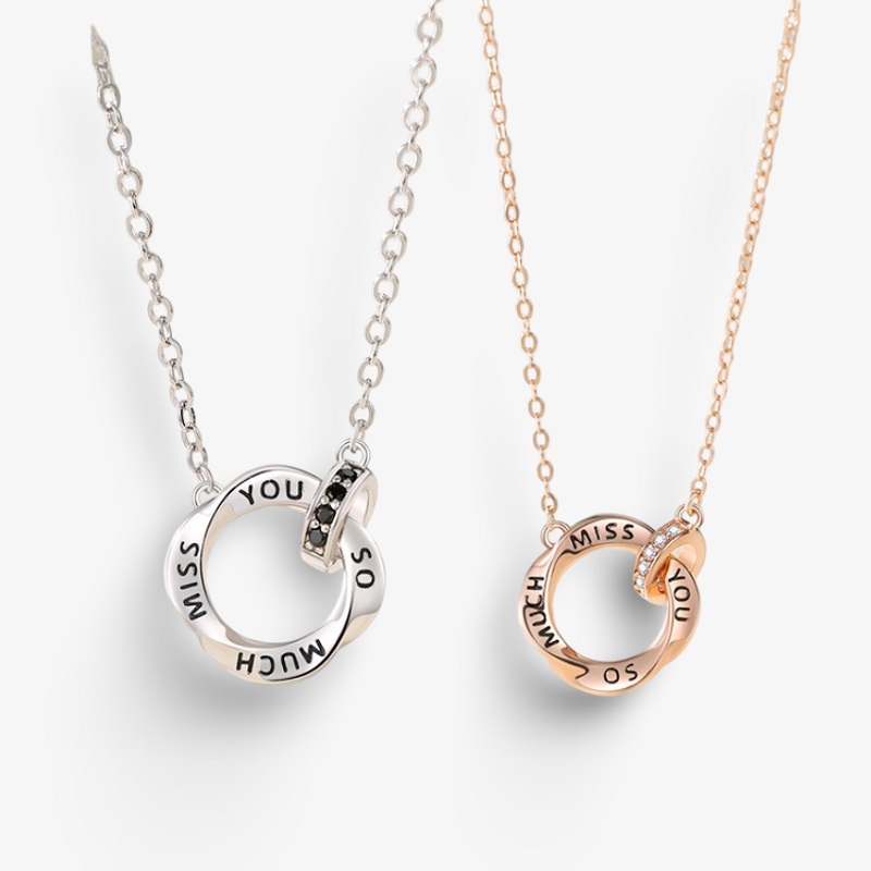 Silver Couple Necklace With Mobius Strip Pendant cukari