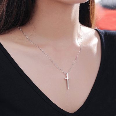 925 Sterling Silver Cross Necklaces for Couples women wear