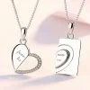 Collar de pareja de plata con corazones entrelazados - Conjunto a juego de plata de ley 925