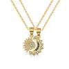 Collar de pareja de plata con colgante de sol y luna para enamorados