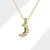 Collar de pareja de plata con colgante de sol y luna para enamorados.