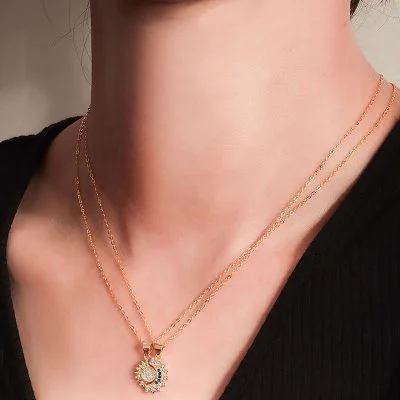 Sun and moon pendant silver couple necklace for lovers
