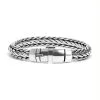 Pulsera de plata de ley 925 trenzada a mano de 10,5 mm para hombre con cierre de caja industrial pulido.
