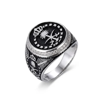 925 sterling silver Saudi emblem signet ring for men