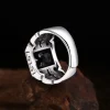 Adjustable men's sterling silver zircon ring
