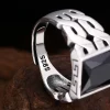 Modern geometric silver signet ring