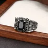 Vintage engraved men's sterling silver ring