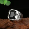 Octagonal black gemstone ring for men