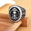 Saudi palm tree and crossed swords silver ring