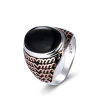 925 sterling silver black agate signet ring for men