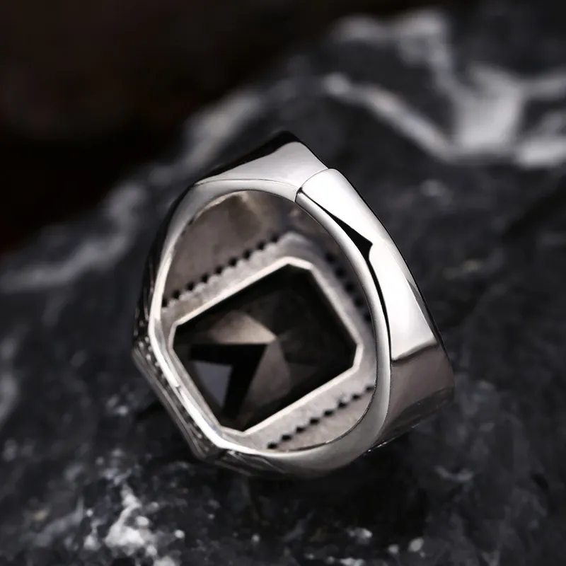 Vintage floral engraved silver statement ring