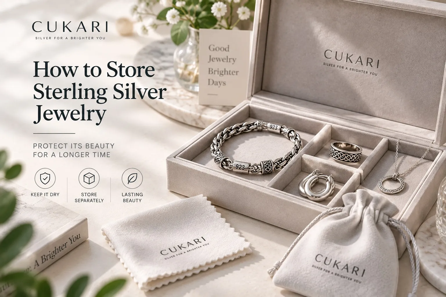 How to store sterling silver jewelry in a dry jewelry box to prevent tarnish