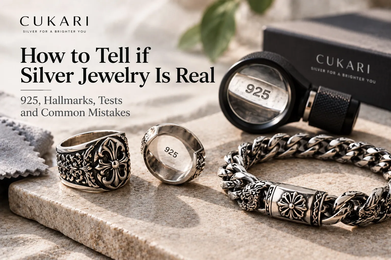 How to tell if silver jewelry is real using 925 marks and visual inspection