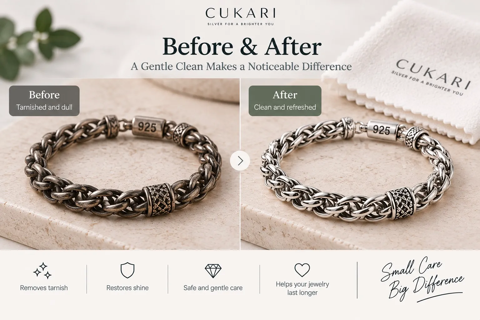 Sterling silver jewelry for sensitive skin with a 925 hallmark